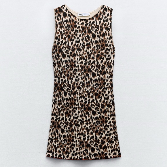 Zara Leopard Print Mini Dress - Picture 2 of 9
